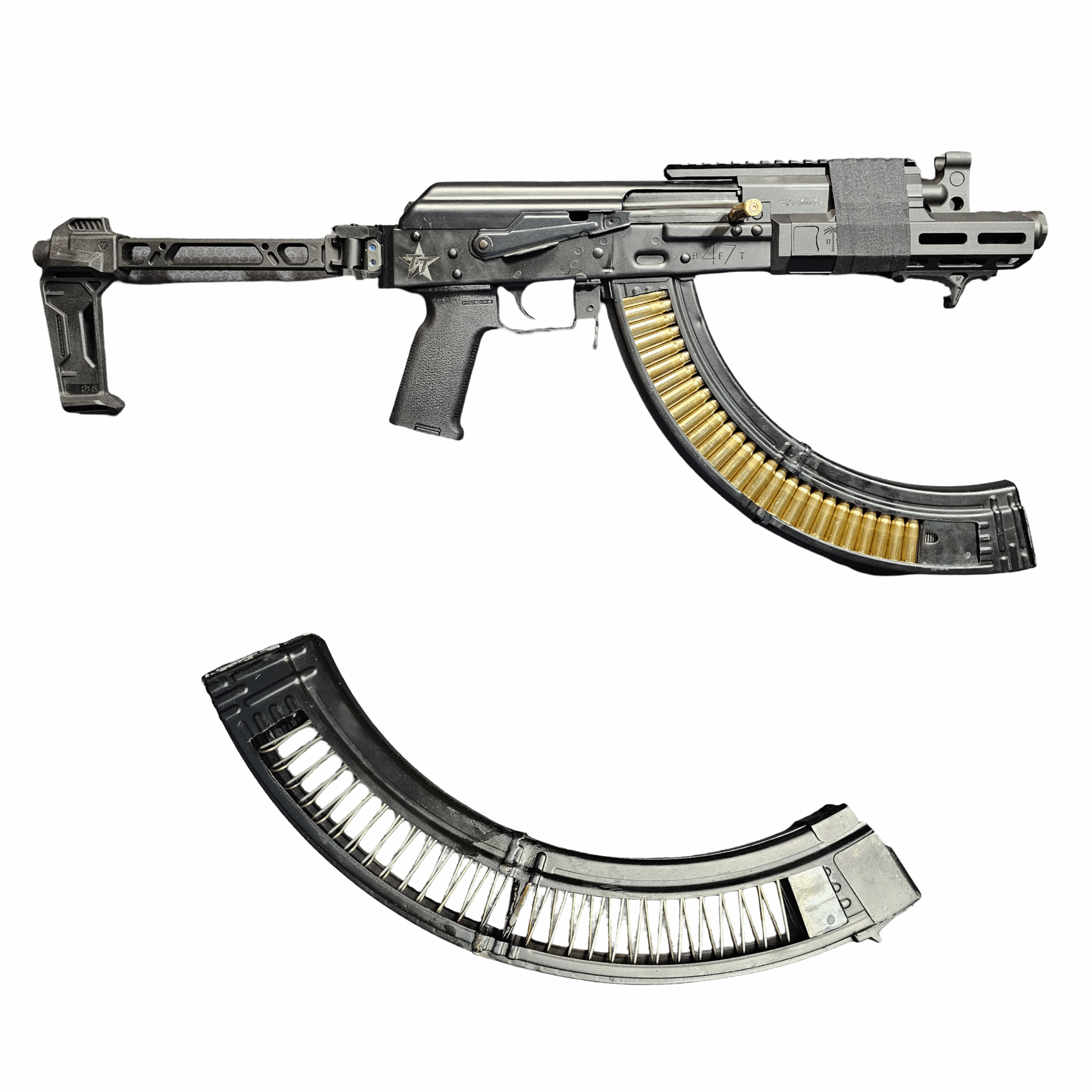 AK 55 Rd Magazine — Custom Double-Welded, Dual-Window